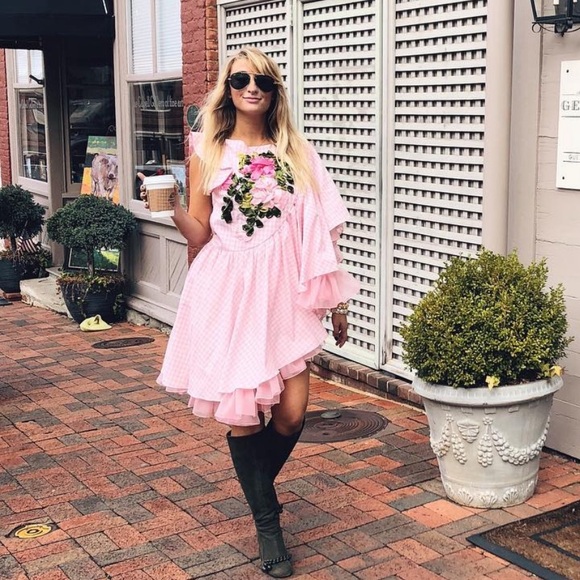 Pink Gingham Statement Dress - Picture 4 of 11